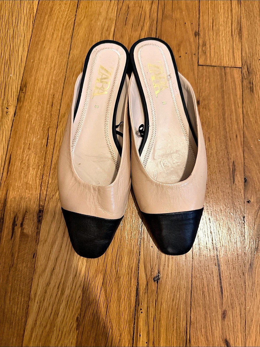 Zara Two-Tone Cap Toe Heels Pink & Black US 9
